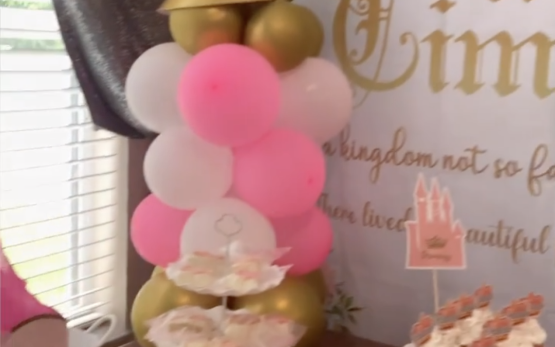 Balloon Columns & Backdrop (Princess 1st Birthday Party)